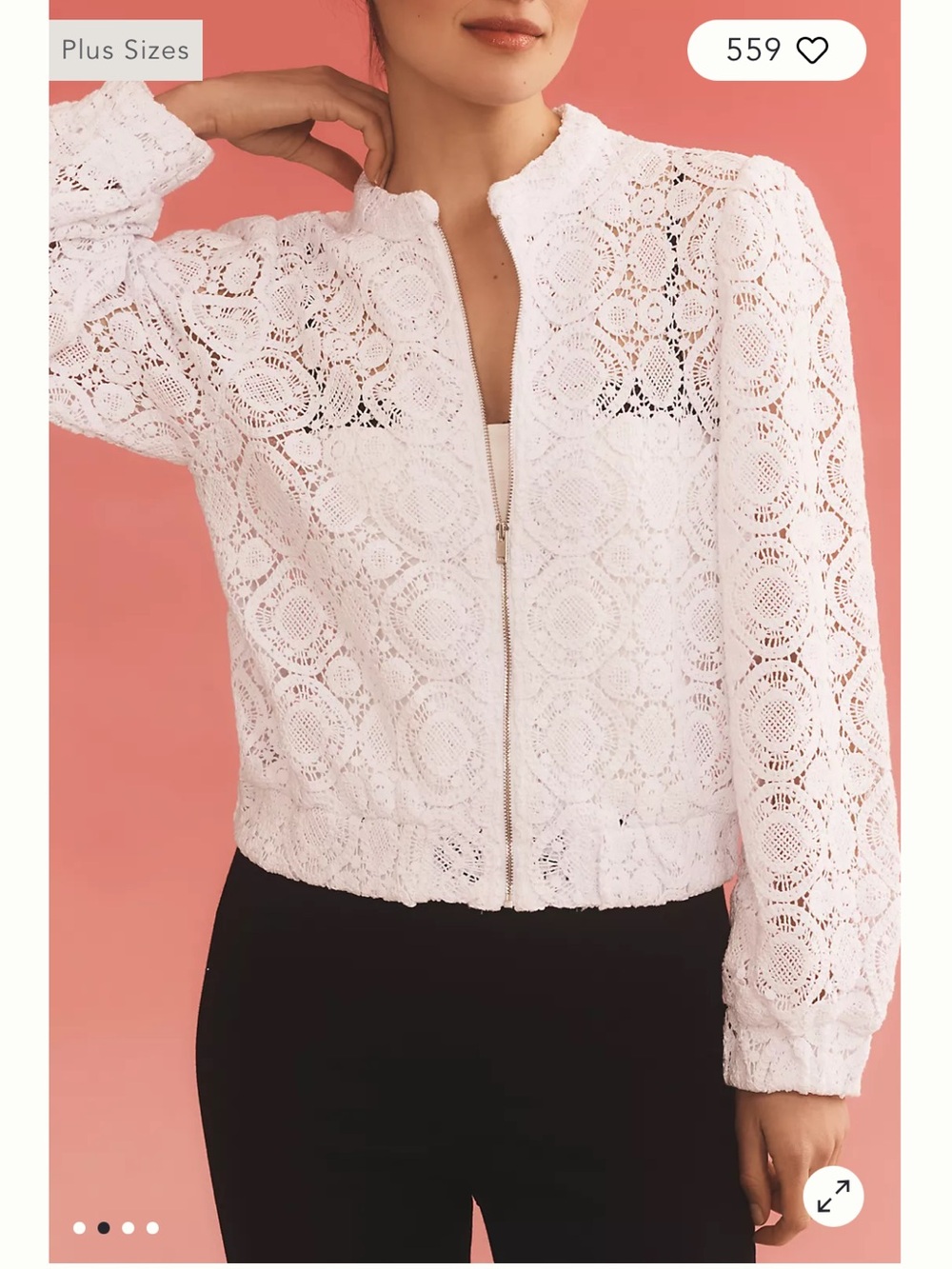 NWOT Anthropologie Crochet Bomber Jacket Size Small